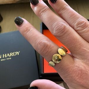 John Hardy sterling silver and gold hammered dot ring size 10